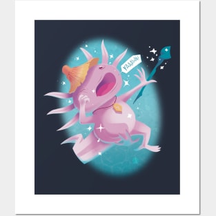 Sleepy Axolotl Wizard Posters and Art